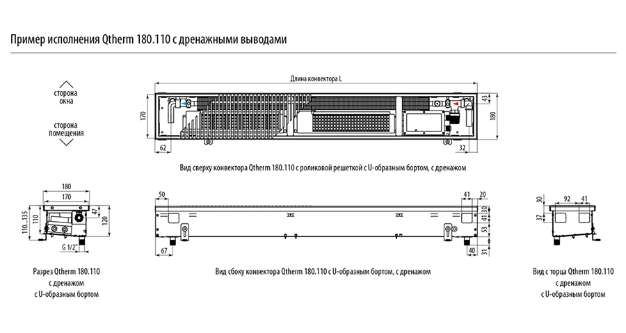 Пример исполнения Qtherm 180.110 с дренажными выводами