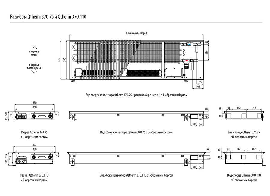 Размеры Qtherm 370.75 и Qtherm 370.110